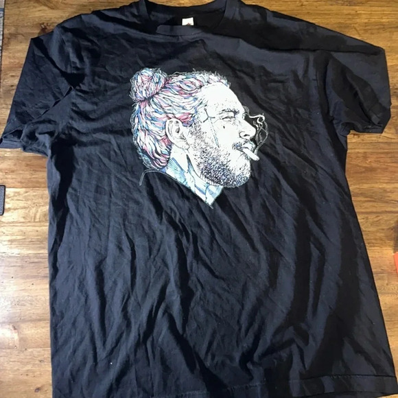 post malone black short sleeve unisex t-shirt adult LG 100% cotton smart blanks - Picture 1 of 4
